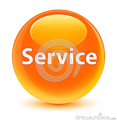 Service glassy orange round button Cartoon Illustration