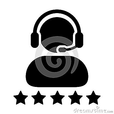 Service Icon Vector Customer Star Ratings for Male Online Support Avatar Glyph Pictogram illustration Vector Illustration