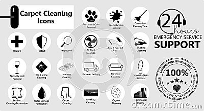 Service icons set. Carpet cleaning Vector Illustration