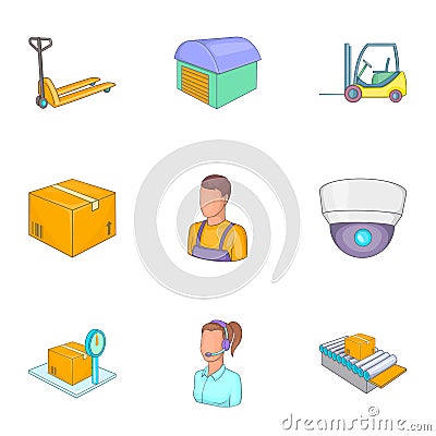 Service industry icons set, cartoon style Vector Illustration