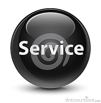 Service glassy black round button Cartoon Illustration