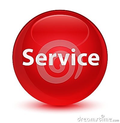 Service glassy red round button Cartoon Illustration