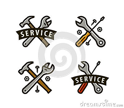 Service logo or icon. Tools, repair vector illustration Vector Illustration