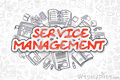 Service Management - Doodle Red Word. Business Concept. Stock Photo