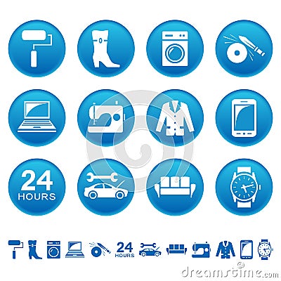 Service and repair icons Vector Illustration