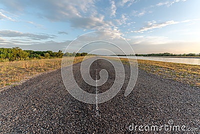 Service road along the rhine Stock Photo