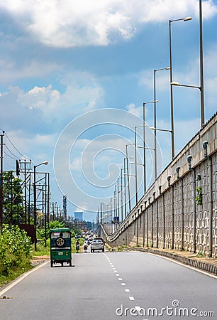 Service road beside a Flyover Stock Photo