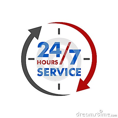 24/7 Service Signage Template Illustration Design. Vector EPS 10 Vector Illustration