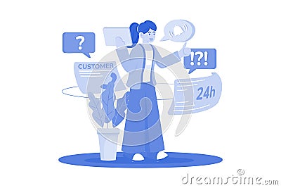 Service staff to support customers effectively Vector Illustration