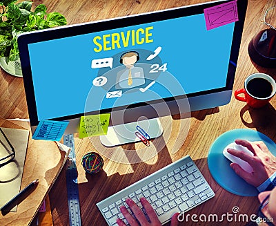 Service Support Helping Hands Service Industry Concept Stock Photo