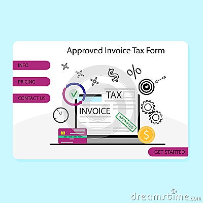 Service of tax management online, landing web page, payment invoice, tax return Vector Illustration