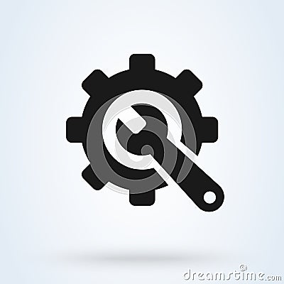 Service tool, gear symbol Simple vector modern icon design illustration Vector Illustration