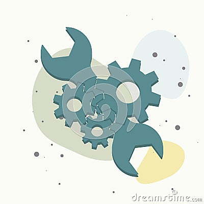 Service tool vector icon on multicolored background Cartoon Illustration