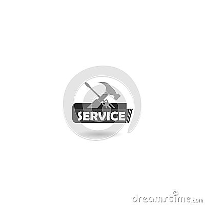 Service work repair label or logo icon with shadow Vector Illustration
