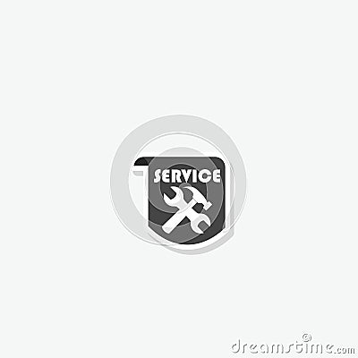 Service work repair label or logo sticker isolated on gray background Vector Illustration