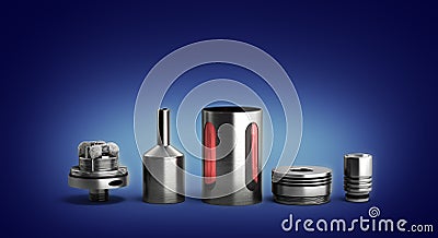 Serviced atomizer in disassembled form for soaring electronic ci Stock Photo