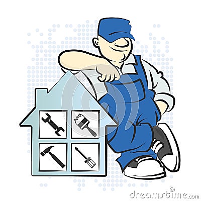 Serviceman with the tool Vector Illustration