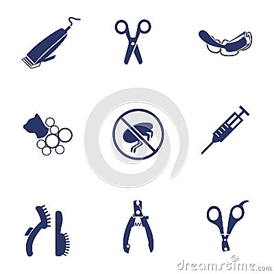 Services for pet icons set Vector Illustration