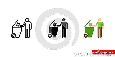 Services trash dumpster icon of 3 types color, black and white, outline. Isolated vector sign symbol Stock Photo