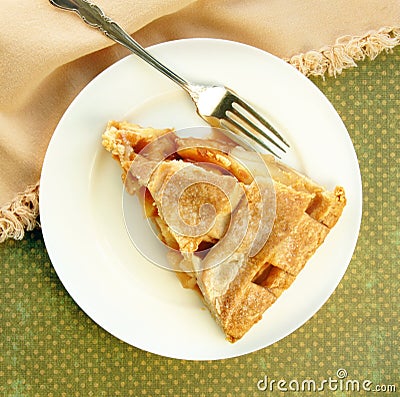 Serving of Apple Pie with Lattice Top Stock Photo