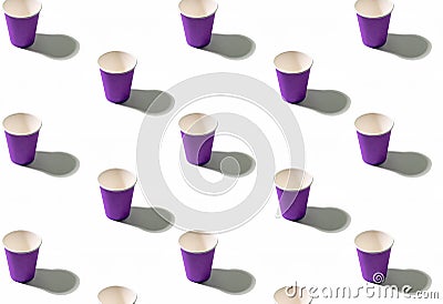 serving background cup pattern purple mugs white Stock Photo