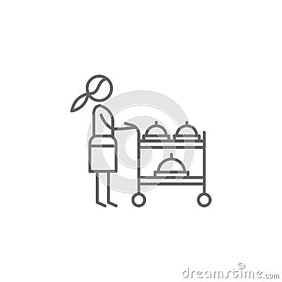 Serving cart, waitress icon. Element of restaurant icon. Thin line icon for website design and development, app development. Stock Photo