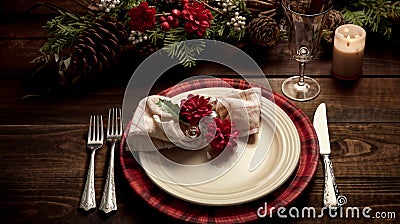 Serving the Christmas table Stock Photo