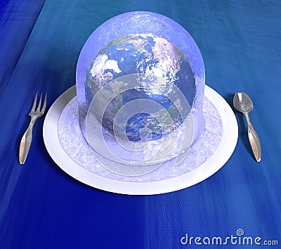 Serving the Earth in a jelly Stock Photo