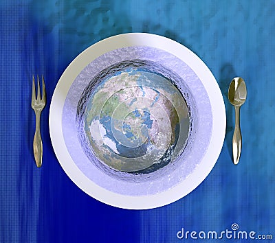 Serving the Earth in a jelly Stock Photo