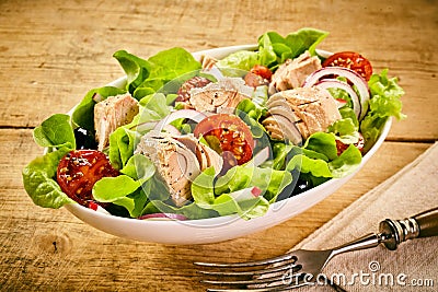 Serving of fresh tuna salad Stock Photo