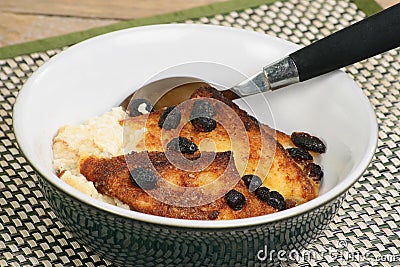 Bread Pudding in Bowl Stock Photo