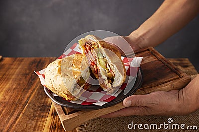 Serving Mexican Torta Stock Photo