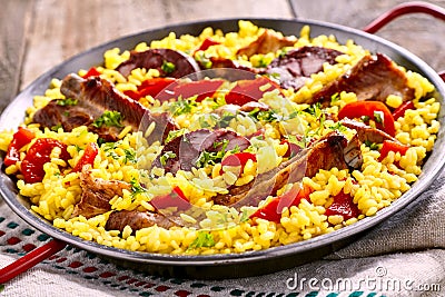 Serving of speciality Spanish Al paella Stock Photo