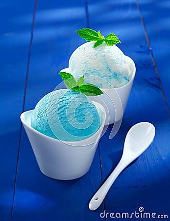 Servings of blue Italian icecream Stock Photo
