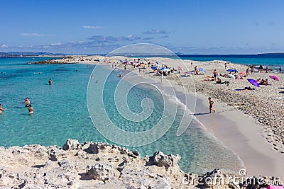 Ses Illetes beach in Formentera Spain Editorial Stock Photo