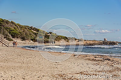 Ses Salines beach in the Ses Salinas National Park of Ibiza and Formentera, Spain Editorial Stock Photo