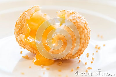 Sesame balls stuff with custard lava Stock Photo