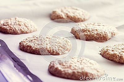 Cooking sesame cookies Stock Photo