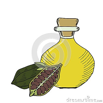 Sesame oil bottle, nuts, black in color 2 Vector Illustration