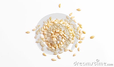 Sesame seeds isolated on white background top view, macro Stock Photo