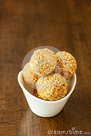 Sesame or til laddoo a Maharashtrian sweet Stock Photo