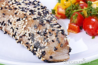 Sesame tuna steak Stock Photo