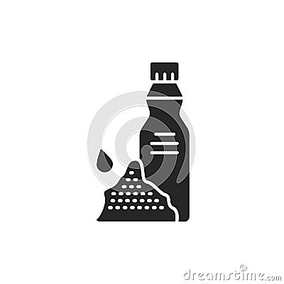 Sesame vegetable oil glass bottle black glyph icon. Vector Illustration