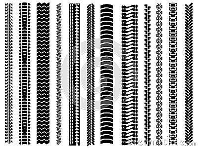 Set of 12 tyre tracks Vector Illustration