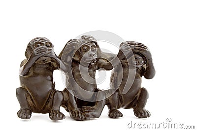 Set of 3 ebonite monkeys Stock Photo