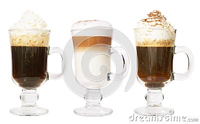 Set of 3 irish coffee Stock Photo