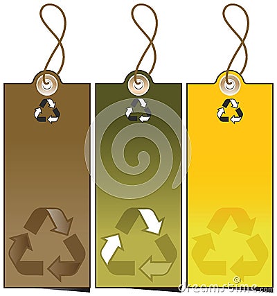 Set of 3 sale tags with recycling illustration Cartoon Illustration