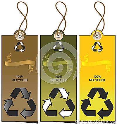 Set of 3 sale tags with recycling illustration Cartoon Illustration