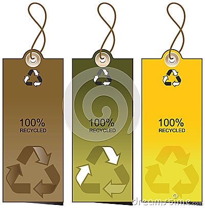 Set of 3 sale tags with recycling illustration Cartoon Illustration