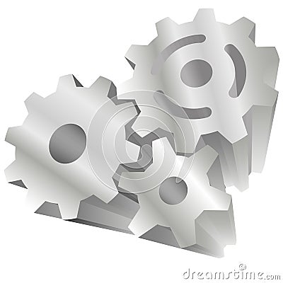 Set of 3 shiny 3D technology gears Vector Illustration